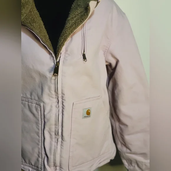 Vintage Carhartt Women's Heavy Pink Brown Fur Lined Jacket SZ. Lg Regular - Picture 2 of 11